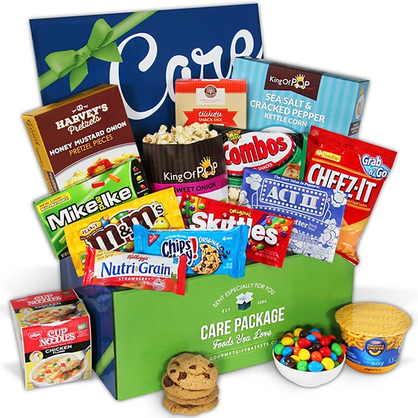 Brighten Up The Day with Care Packages by GourmetGiftBaskets.com! #CollegeCareBaskets #MilitaryCareBaskets #CareBaskets #Treats #FeelingAtHome